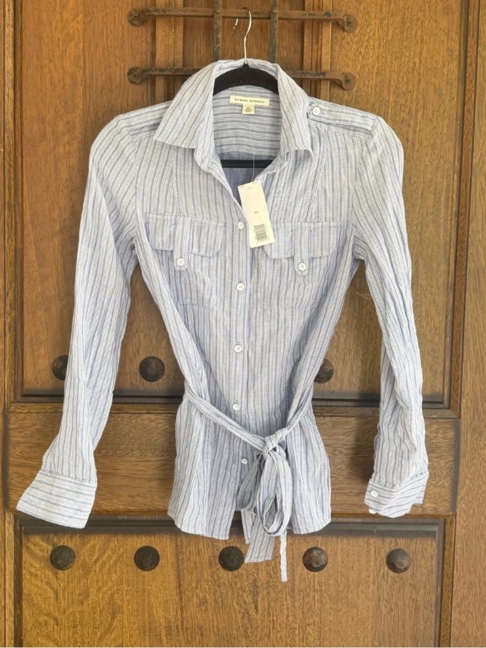 Banana Republic Light Blue & White Striped Shirt Size XS